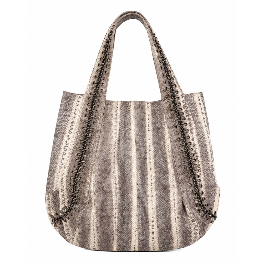 Beirn Vintage Y2K Snakeskin Python Print Slouchy Hobo Shoulder Bag Tote Purse
